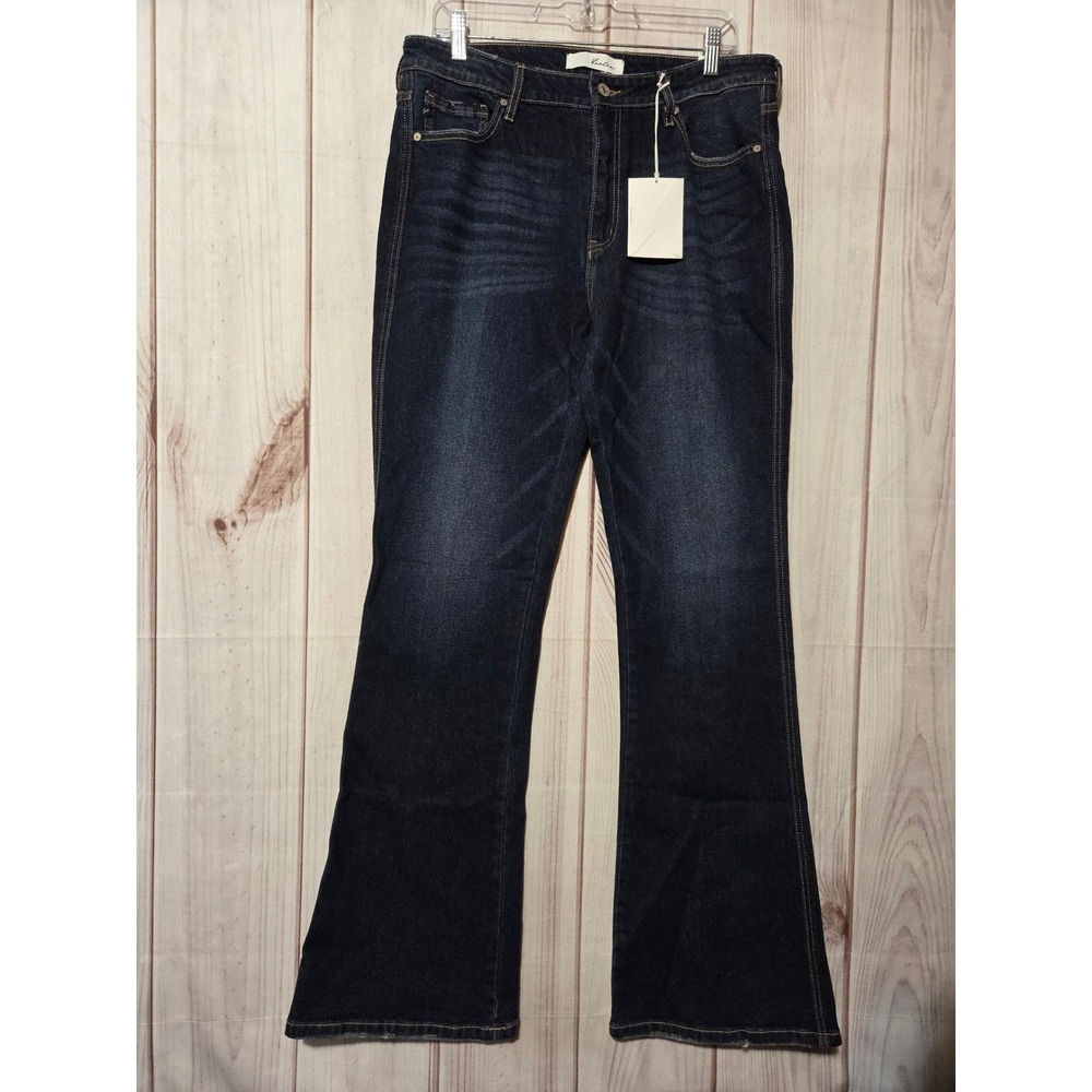 KanCan High Rise Flare Jeans Dark‎ Wash Denim KC7340D Womens Size 15/31 NWT